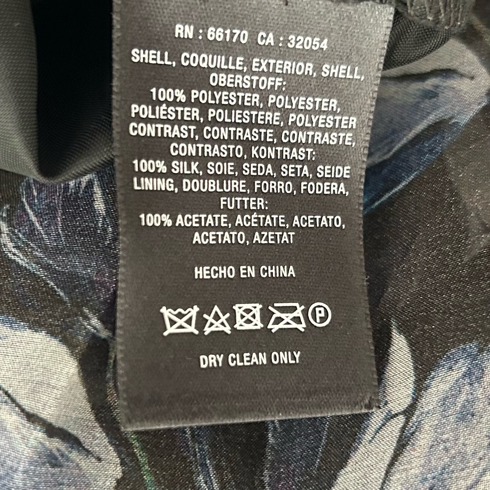 Jill Stuart Silk Floral Cocktail Dress Illusion Dark Romantic Blue Black Size 4 - Picture 14 of 15